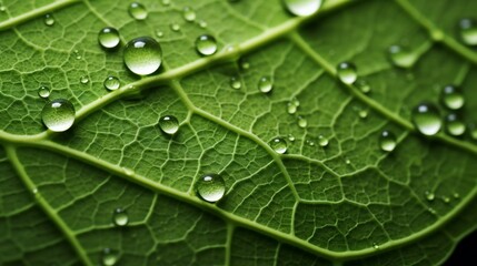 Obraz premium Magnified View of Stomata on a Leaf Showcasing the Process in Plants Closeup of the Microscopic Pores on a Leaf Surface Releasing Moisture During Photosynthesis and