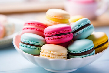 Obraz premium Colorful Macaroons on a Plate 