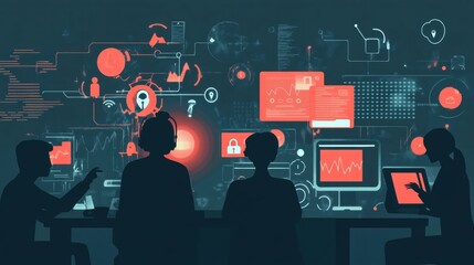 cybersecurity team monitoring data