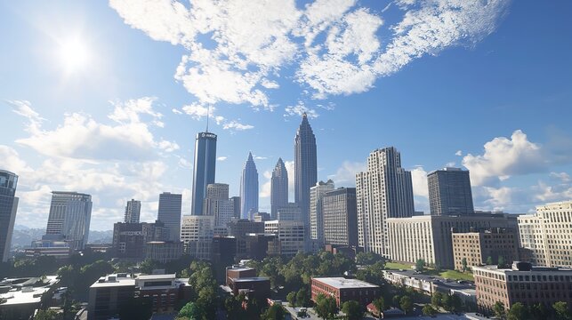 Downtown Atlanta Skyline Showing Several Prominent Landmarks
