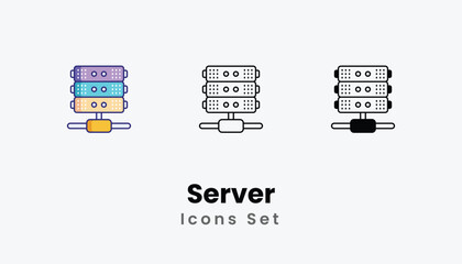 Server Icons thin line and glyph vector icon stock illustration