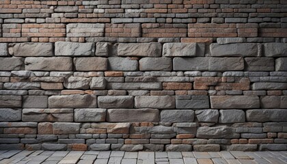 Obraz premium Distressed gray brick wall with a rough-hewn texture , brickwork, weathered