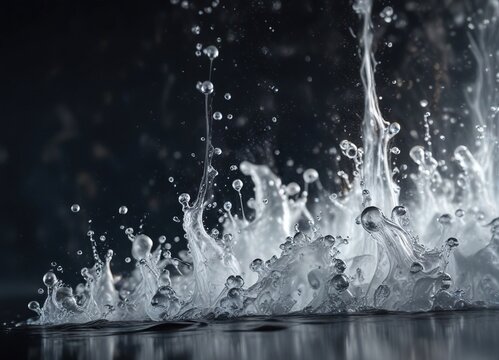Boiling water with steam bubbles and condensate, steam formation, thermal energy