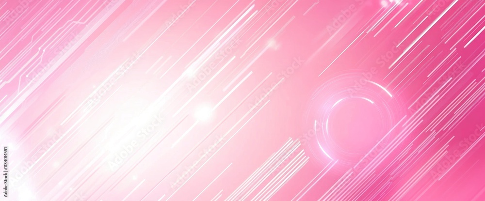 Aufkleber Abstract pink background with glowing lines and circles.