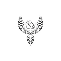 Elegant Line Art Illustration of a Phoenix