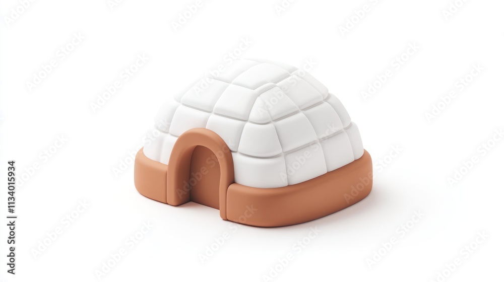 Aufkleber 3D render of a simple snow igloo with brown base.