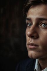 Obraz premium Sad boy, Eyes Full of Sorrow, Heart Full of Stories