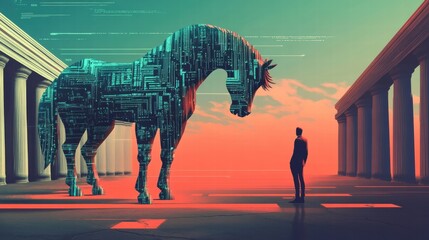digital trojan horse man observing technological advancement