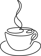 Continuous Line Drawing of Coffee Cup Trendy Minimalist Illustration. Cup One Line Abstract Drawing. Minimalist Contour Drawing for Cafe Design. Vector EPS 10.	