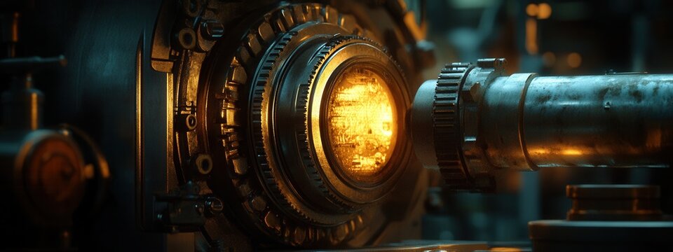 Industrial machinery in action factory environment close-up shot futuristic concept technological innovation