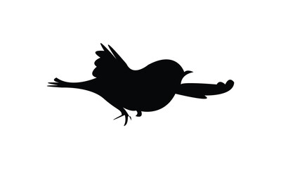 Flying Bush Warbler Bird Silhouette Design  And Vector Illustration. 