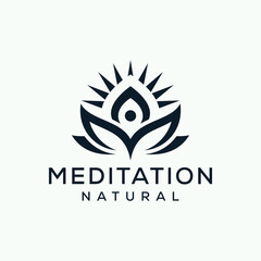 letter M meditation or lotus flower logo design inspiration