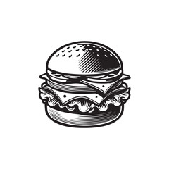 Fototapeta premium Fast food illustration vector - fast food eating clipart