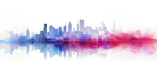 Obraz premium Abstract Artistic City Skyline with Colorful Reflection