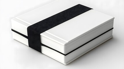 Blank white square box with black band.