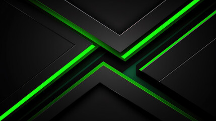 Green Neon Glow on Futuristic Black Background