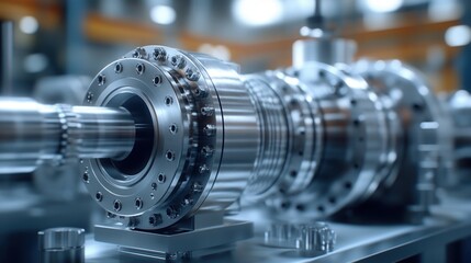 Obraz premium Machinery operation industrial facility close-up manufacturing environment technical perspective engineering concepts