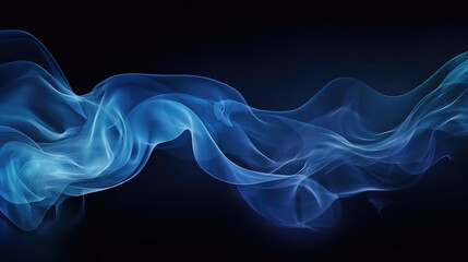 Fototapeta premium Ethereal Blue Smoke Waves on Black Background