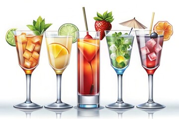 Fototapeta premium Row of Cocktail Drinks . AI generated Illustration