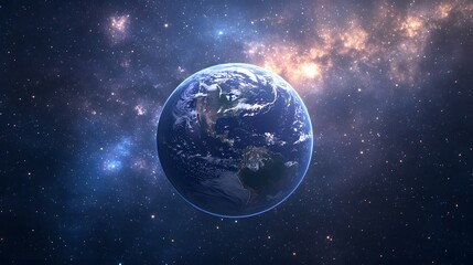Obraz premium Earth in Space Amidst Starry Nebulae
