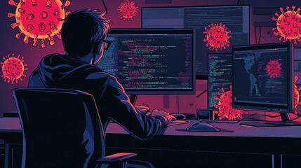 cybersecurity expert working during covid-19 pandemic