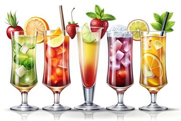 Fototapeta premium Row of Cocktail Drinks . AI generated Illustration
