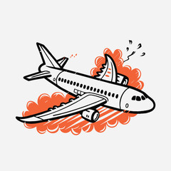 Accident, crash, plane logo or icon on a transparent background