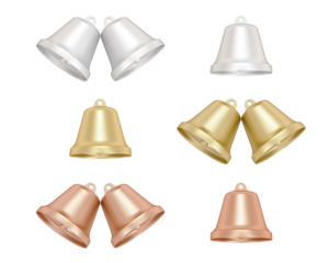 Traditional Christmas decoratiion gold, bronze and silver bell