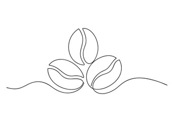 Continuous One-Line Drawing of Coffee Beans - Minimalist Organic Design