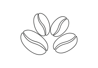 Continuous One-Line Drawing of Coffee Beans - Minimalist Organic Design