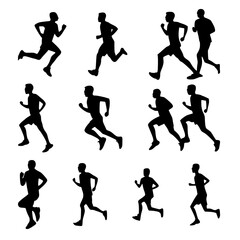 silhouettes of people set of silhouettes of people silhouettes of people running