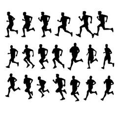 set of silhouettes of people silhouettes of people running