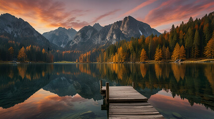 sunrise over lake. Genrative.ai 