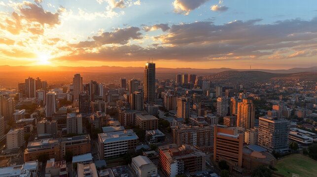 pretoria sunset cityscape aerial view