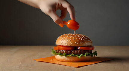 burger in hand. Genrative.ai 