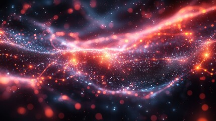 Obraz premium Abstract Cosmic Nebula: Red and Blue Celestial Dance