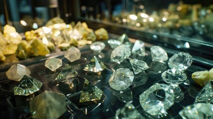Fototapeta premium Sparkling Diamonds and Gemstones Display