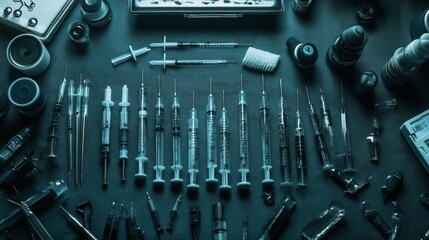 Fototapeta premium medical supplies and equipment sterile syringes needles