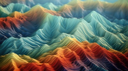 beautiful color points, 3D texture relief, undulating mountain range with thin lines, high resolution, high detail, high quality, high definition, hyperrealistic