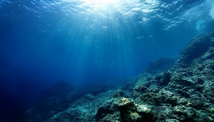 Underwater Ocean - Blue Abyss With Sunlight - Diving And Scuba Background
