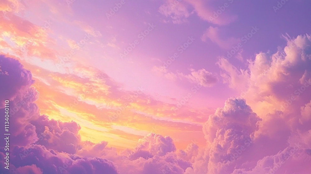 Poster the sky is filled with clouds and the sun is setting, creating a beautiful