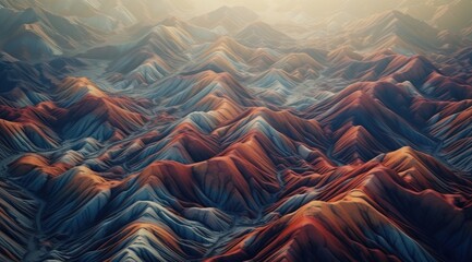 Fototapeta premium beautiful color points, 3D texture relief, undulating mountain range with thin lines, high resolution, high detail, high quality, high definition, hyperrealistic