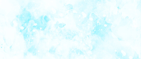 Watercolor background in white blue and white painting textured on white paper background