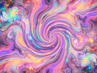 Obraz premium iridescent rainbow galaxy space psychedelic swirl trippy artwork abstract acrylic background