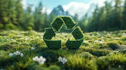 Recycling Symbol in Lush Nature: A Green Initiative