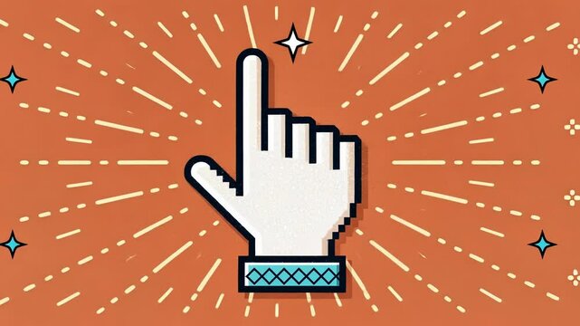 Retro Cursor Animation A lovely hand cursor sways from side to side before dissolving into a traditional blinking line cursor reminiscent of classic word processors.
