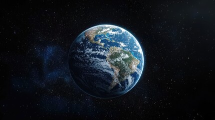 Planet earth rotating in space, in planet earth view from outer space.