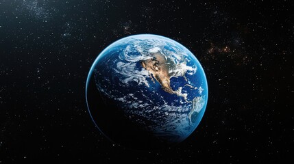 Planet earth rotating in space, in planet earth view from outer space.