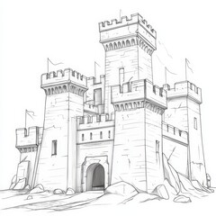 Obraz premium An outlined ancient castle