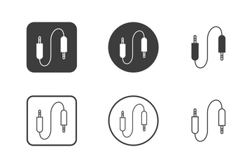 audio cable icon design 6 variations. Set electronic hardware icons. Isolated on white background.